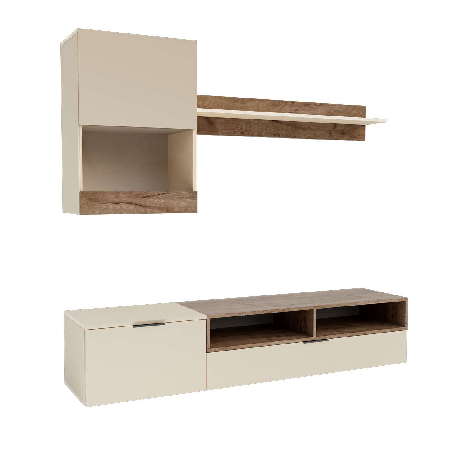Omarket Σύνθεση τηλεόρασης Morocco Μπεζ-Σκούρο Δρυς 180x39x113.5cm | P0399-V02 Omarket-AI89276180-1