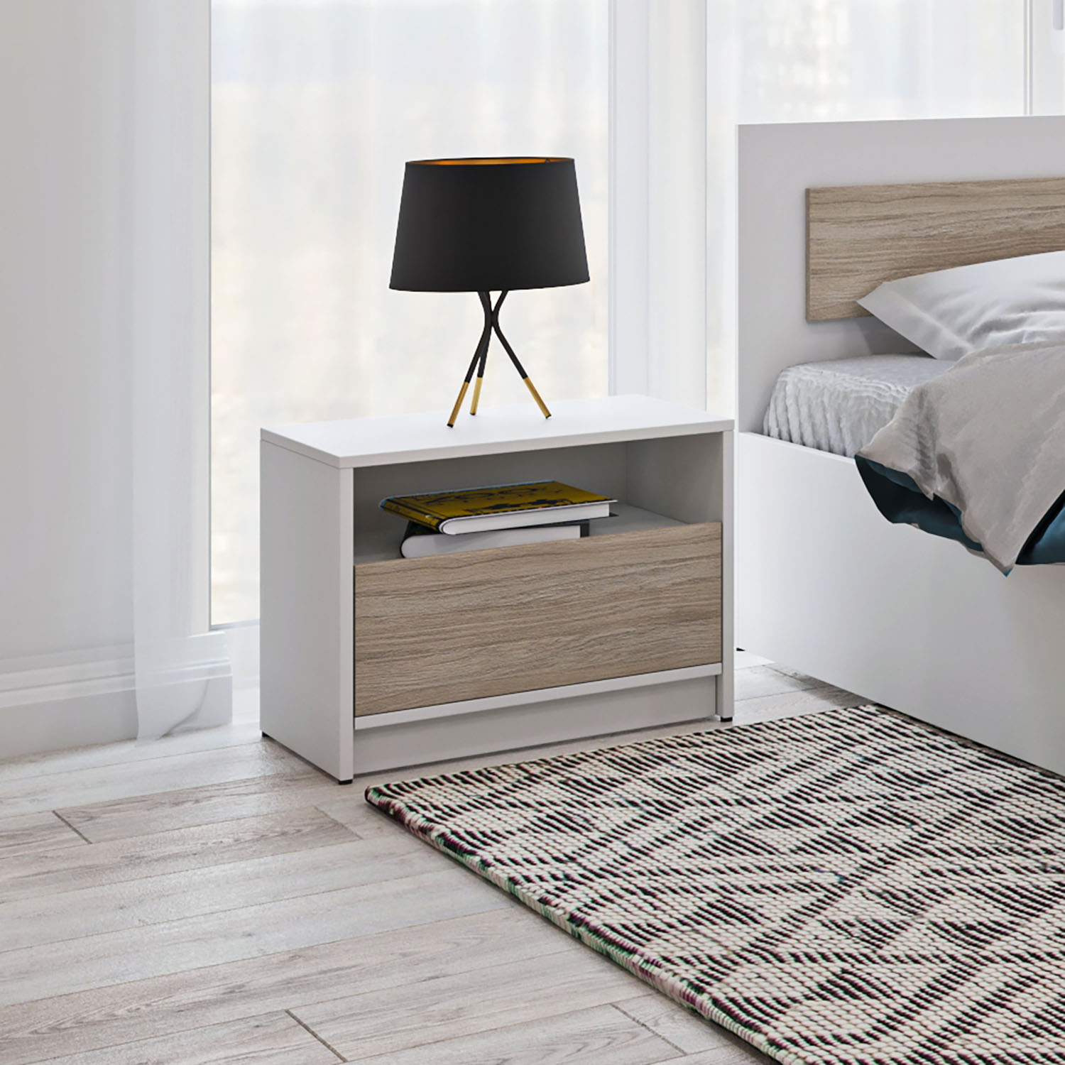 Intrahome Κομοδίνο Viva Λευκό-Σονόμα 95x36x41cm | P0128-V10 Intrahome-AI89275909-9