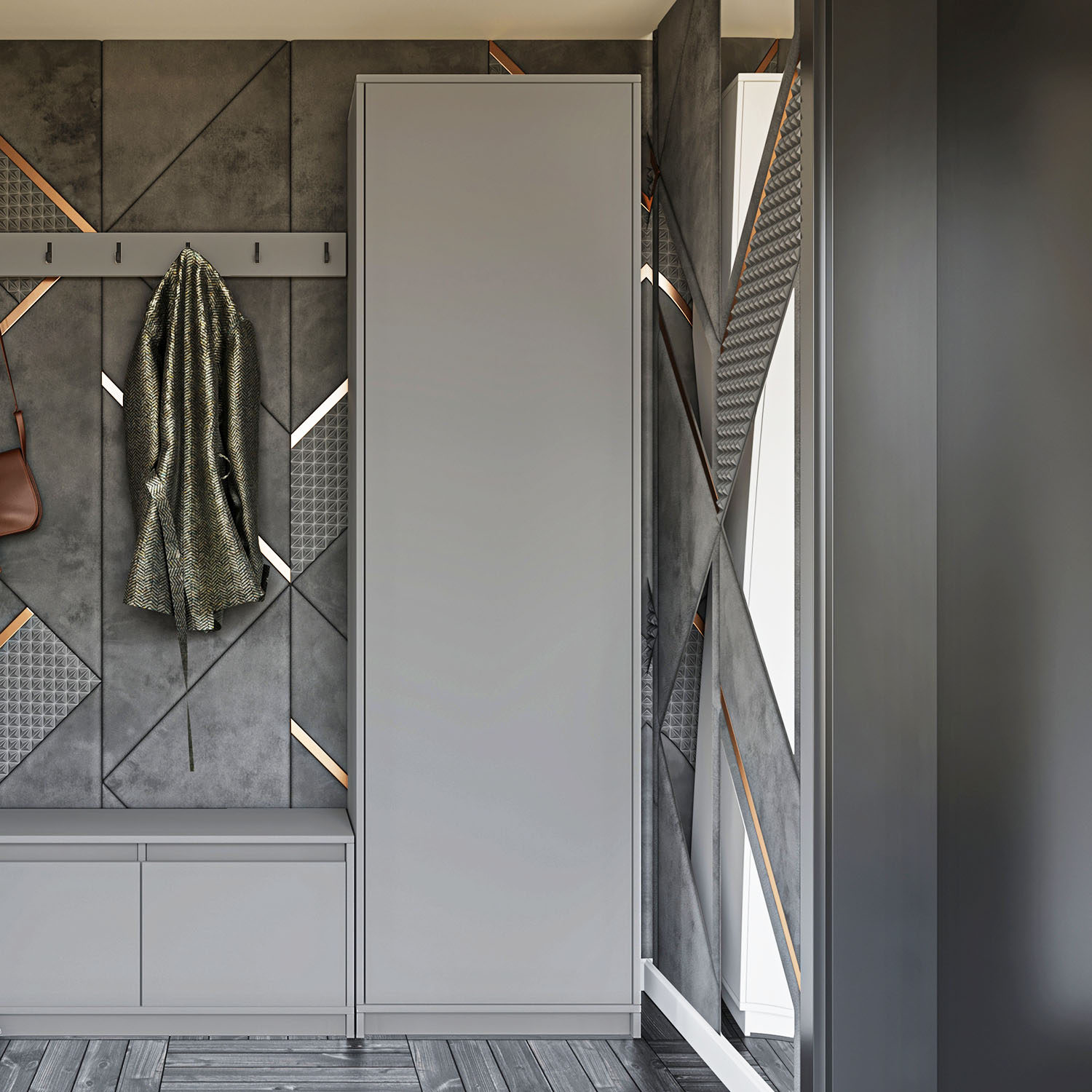 Intrahome Ντουλάπα Sara Γκρι 105x33x205cm | P0041-V10 Intrahome-AI89275822-9
