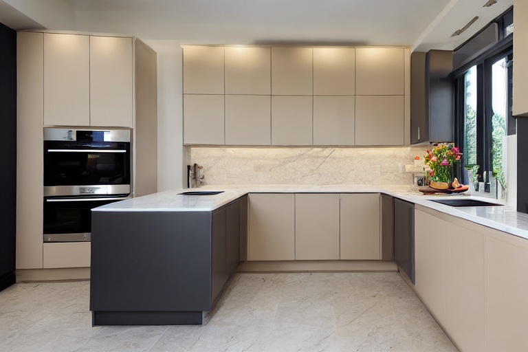 Intrahome Santorini Modern 2 χρώμα Λακέ Μπεζ Ανοιχτό έπιπλα κουζίνας 10 Μέτρα συνολικα τρέχον μέτρα Intrahome-65651724