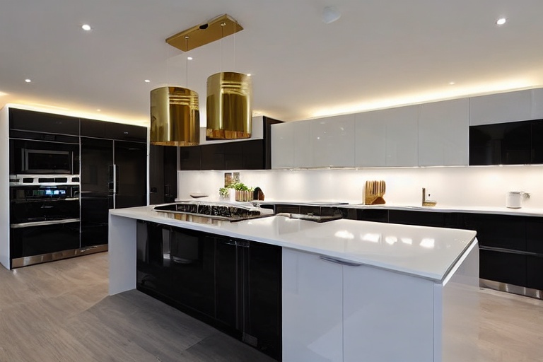 Intrahome Monaco Plus 2 χρώμα Ορείχαλκος & Λευκό Λακέ έπιπλα κουζίνας 10 Μέτρα συνολικα τρέχον μέτρα Intrahome-65651971
