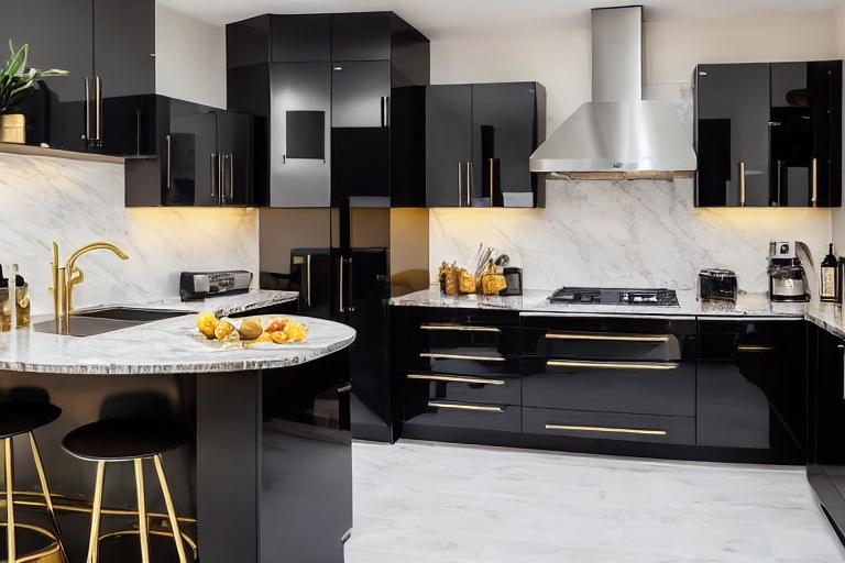 Intrahome Aria Pro 2 χρώμα Χρυσό & Σκούρο Γκρι έπιπλα κουζίνας 10 Μέτρα συνολικα τρέχον μέτρα Intrahome-65652214