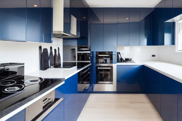 Intrahome Prisma Modern 1 χρώμα Λακέ Πετρόλ έπιπλα κουζίνας 10 Μέτρα συνολικα τρέχον μέτρα Intrahome-65652564