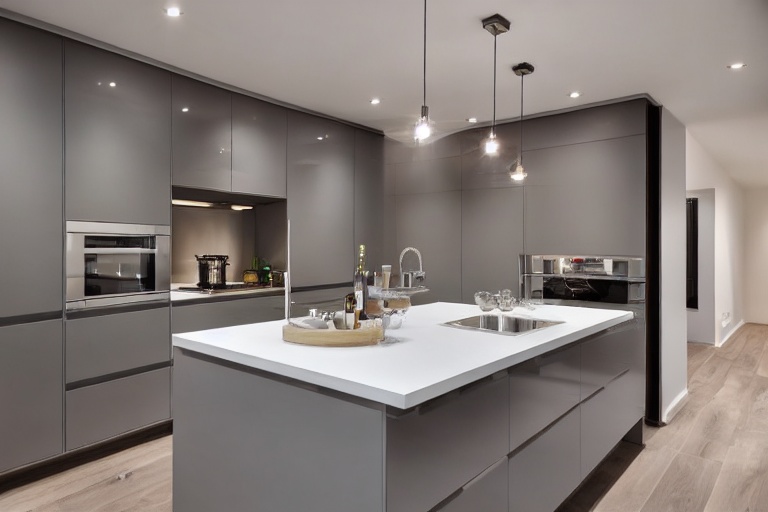 Intrahome Nova Elegance 1 χρώμα Γκρι Ανοιχτό Πάνω & Δρυς Σκούρα Κάτω έπιπλα κουζίνας 10 Μέτρα συνολικα τρέχον μέτρα Intrahome-65653239