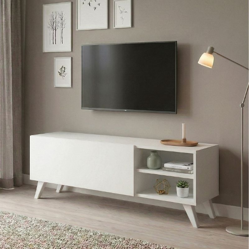 Έπιπλο τηλεόρασης Selvara4 Omarket χρώμα λευκό 85x30x55εκ. Intrahomextra-8700766