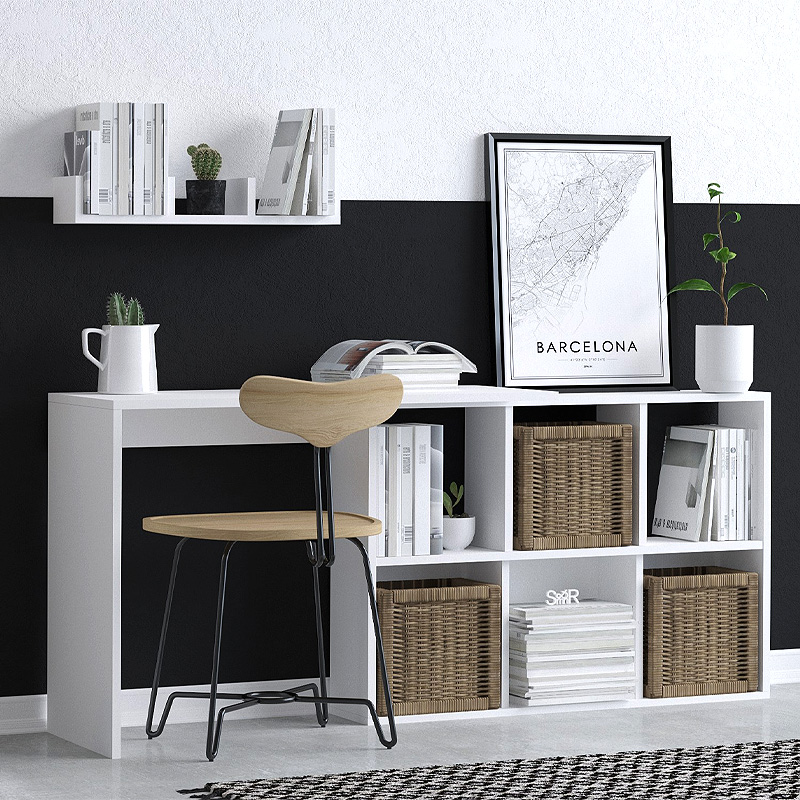 Γραφείο εργασίας Vantoro Omarket χρώμα λευκό 150x35x85εκ. Intrahomextra-8731261