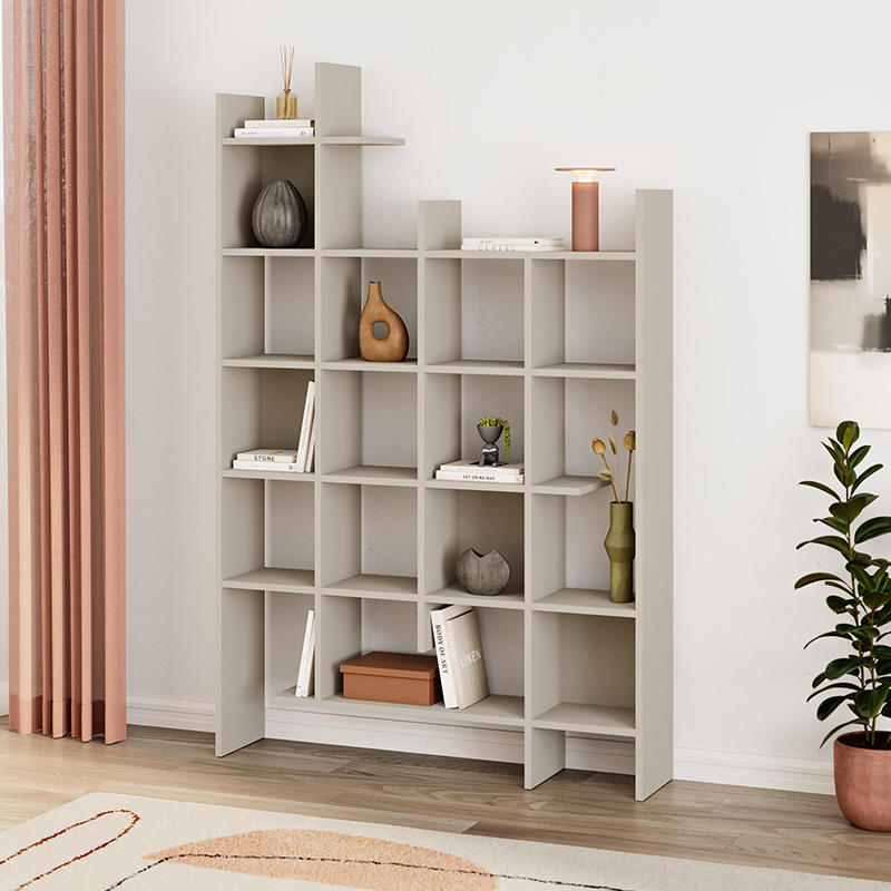 Βιβλιοθήκη Doreon2 Omarket χρώμα sandstone 130x25x210εκ. Intrahomextra-8714416