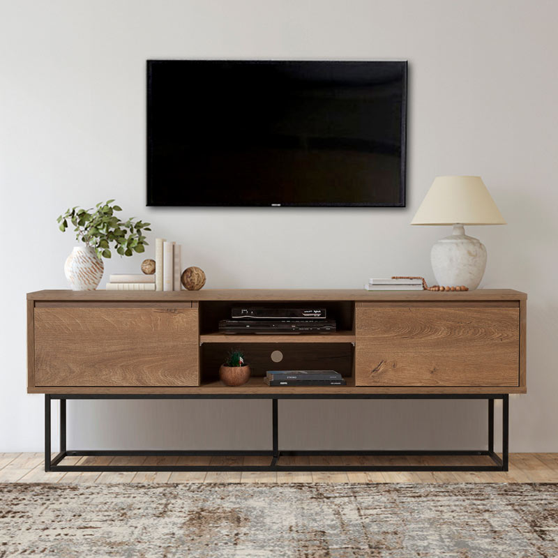 Έπιπλο τηλεόρασης Norvella2 Omarket χρώμα καρυδί 110x40x70εκ. Intrahomextra-8697067