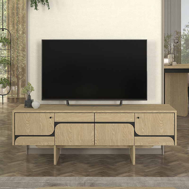 Έπιπλο τηλεόρασης Zelora5 Omarket χρώμα rota oak - ανθρακί 125x35x70εκ. Intrahomextra-8693775