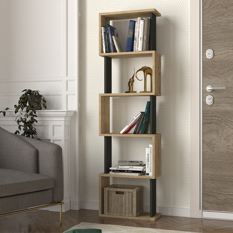 Βιβλιοθήκη Alveron2 Omarket χρώμα sapphire oak - ανθρακί 45x29x160εκ. Intrahomextra-8715603