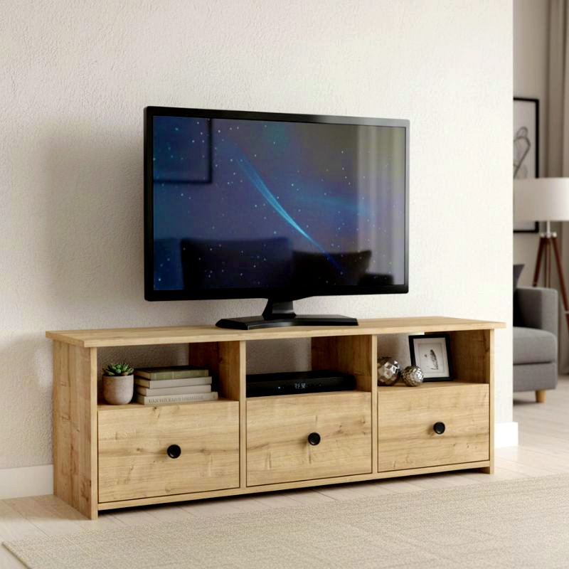 Έπιπλο τηλεόρασης Lumera4 Omarket χρώμα sapphire oak 105x35x65εκ. Intrahomextra-8694991