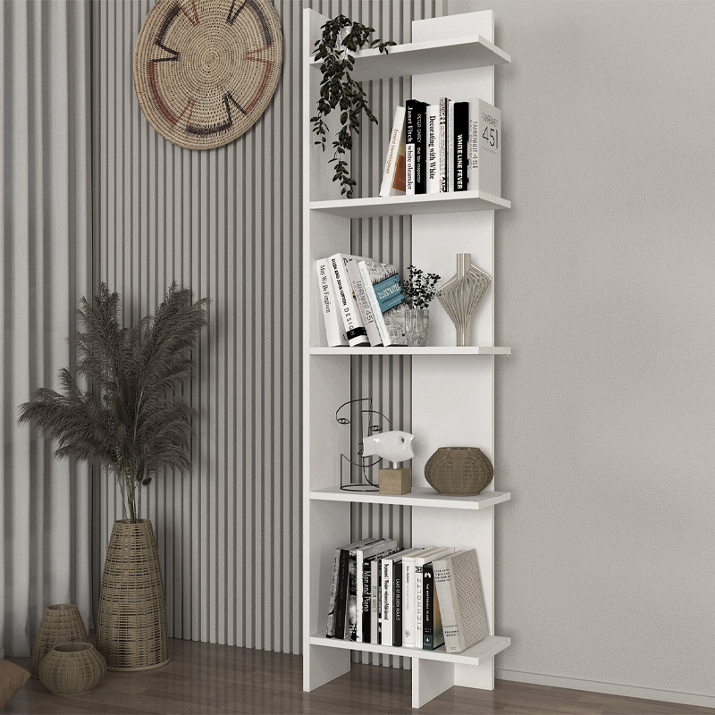 Βιβλιοθήκη Mirella2 Omarket χρώμα λευκό 60x22x180εκ. Intrahomextra-8718315