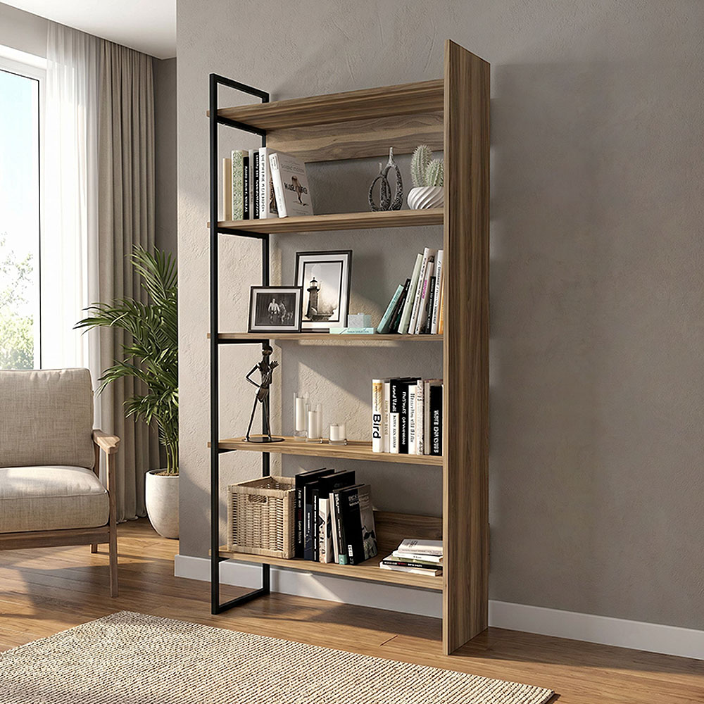 Βιβλιοθήκη Nivaro2 Omarket χρώμα καρυδί 105x34x200εκ. Intrahomextra-8714495
