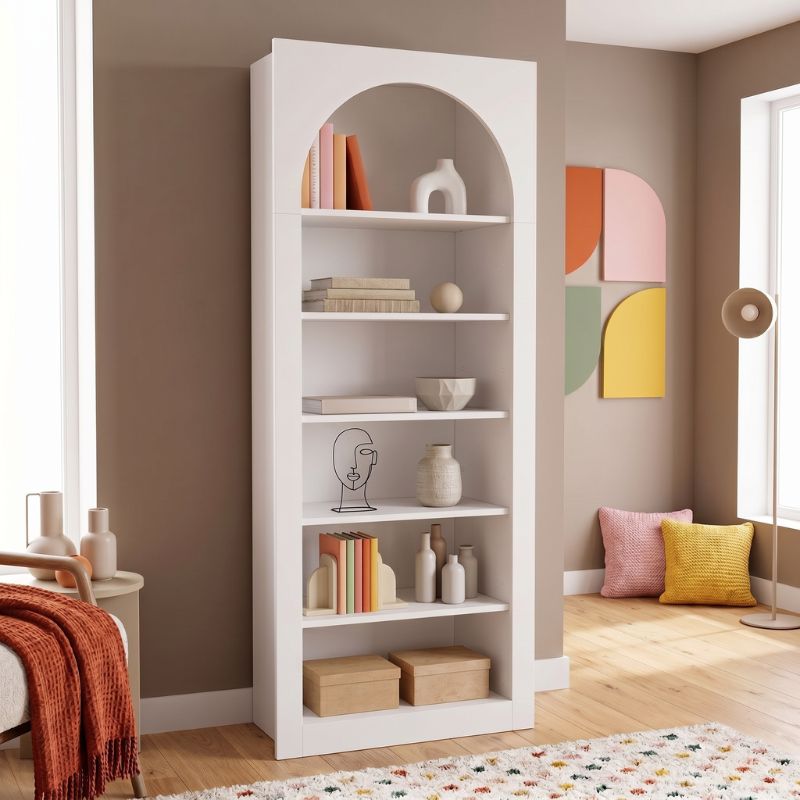 Βιβλιοθήκη Lioren2 Omarket χρώμα λευκό 95x35x200εκ. Intrahomextra-8716184