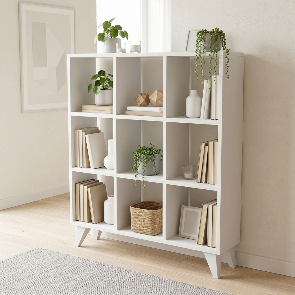 Βιβλιοθήκη Dorina2 Omarket χρώμα λευκό 115x19x105εκ. Intrahomextra-8714567