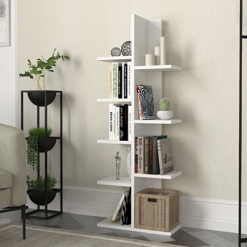 Βιβλιοθήκη Lunaro2 Omarket χρώμα λευκό 25x21x135εκ. Intrahomextra-8718126