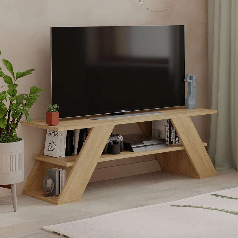 Έπιπλο τηλεόρασης Mavero4 Omarket χρώμα sapphire oak 85x33x55εκ. Intrahomextra-8699116