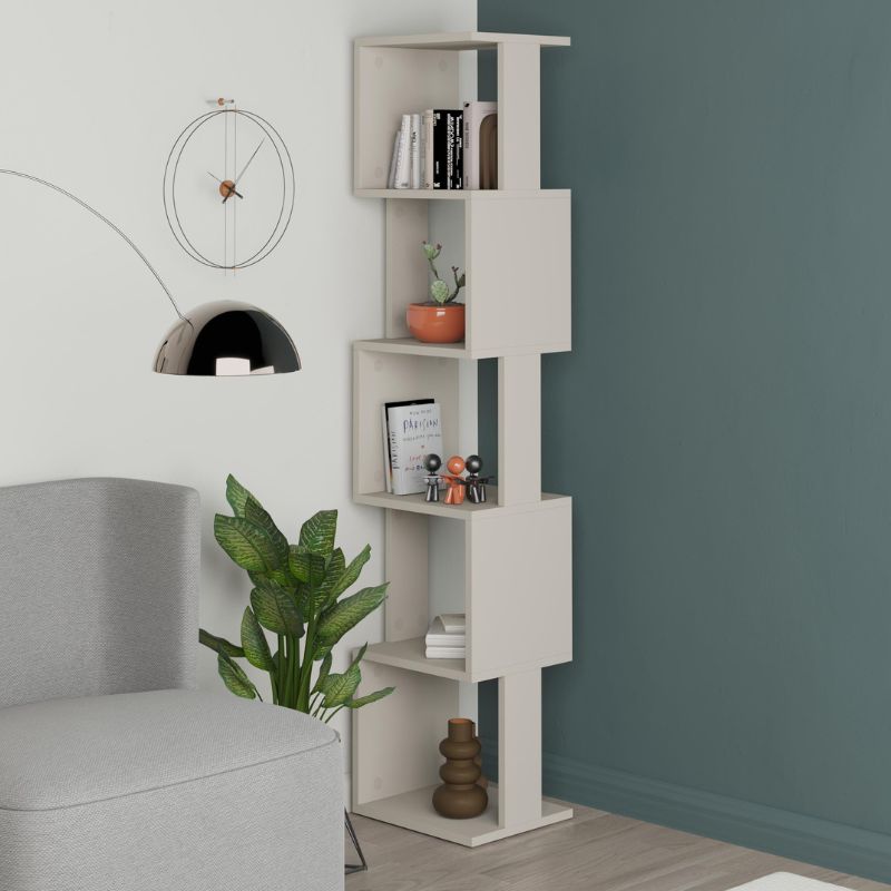 Βιβλιοθήκη Calista Omarket χρώμα sandstone 40x40x170εκ. Intrahomextra-8715345