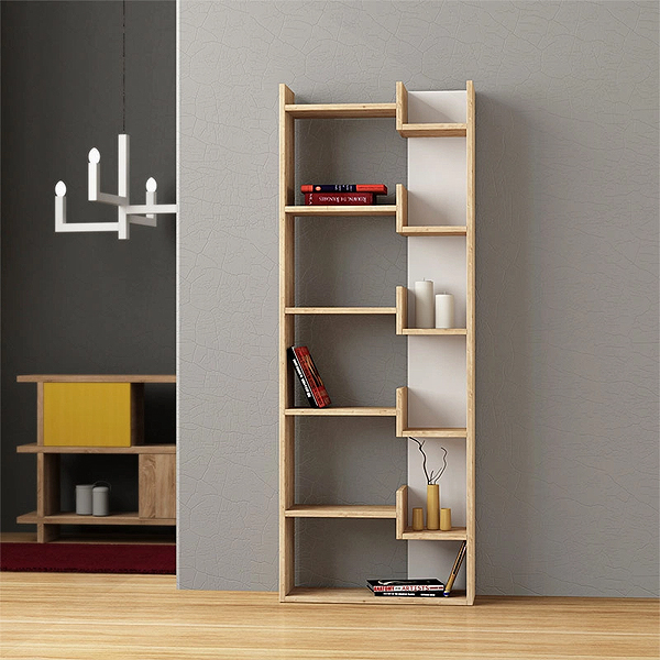Βιβλιοθήκη Zenaro Omarket χρώμα sapphire oak/λευκό 65x32x170εκ. Intrahomextra-8721549