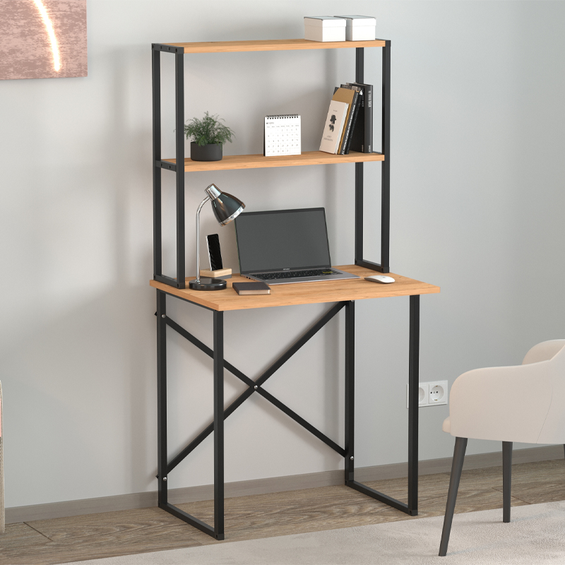 Γραφείο εργασίας Lioren Omarket χρώμα pine oak 35x52x160εκ. Intrahomextra-8730569