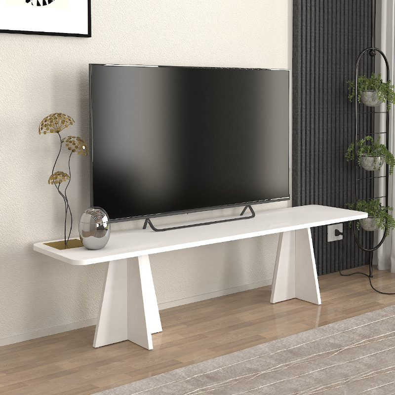 Έπιπλο τηλεόρασης Calvero5 Omarket χρώμα λευκό 110x29x50εκ. Intrahomextra-8693706