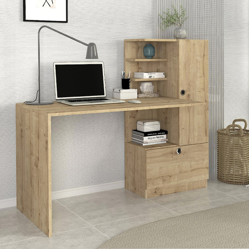 Γραφείο εργασίας Mirella Omarket χρώμα sapphire oak 155x71x130εκ. Intrahomextra-8729335