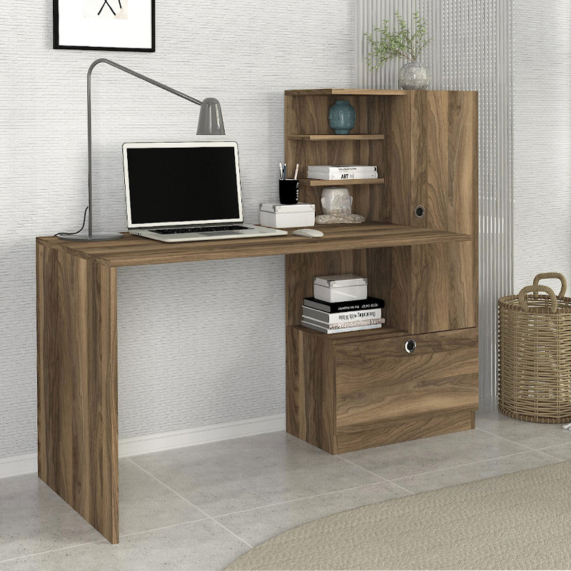 Γραφείο εργασίας Mirella Omarket χρώμα καρυδί 155x71x130εκ. Intrahomextra-8729258
