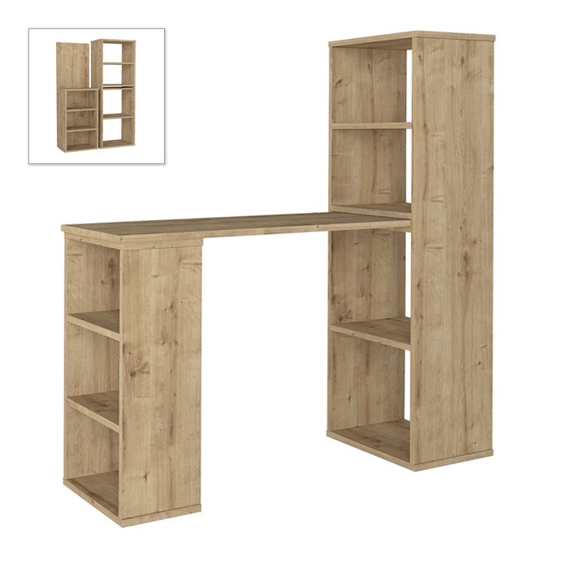 Γραφείο εργασίας πολυμορφικό Belviora Omarket χρώμα sapphire oak 80x44x140εκ. Intrahomextra-8729568