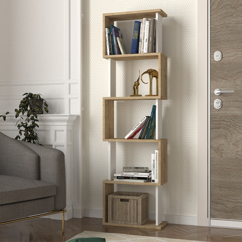 Βιβλιοθήκη Alveron2 Omarket χρώμα sapphire oak - λευκό 35x19x180εκ. Intrahomextra-8715482