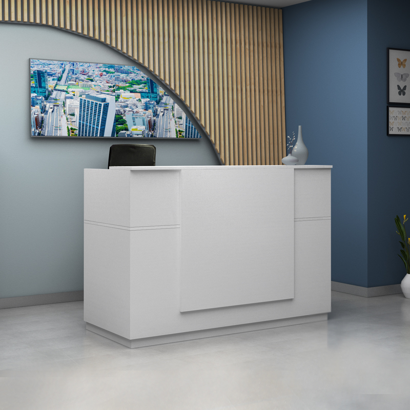 Γραφείο υποδοχής - reception Cavero Omarket χρώμα λευκό 180x70x120εκ. Intrahomextra-8726182