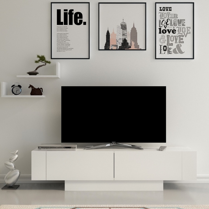 Έπιπλο τηλεόρασης Zenaro4 Omarket χρώμα λευκό 110x31x55εκ. Intrahomextra-8694531