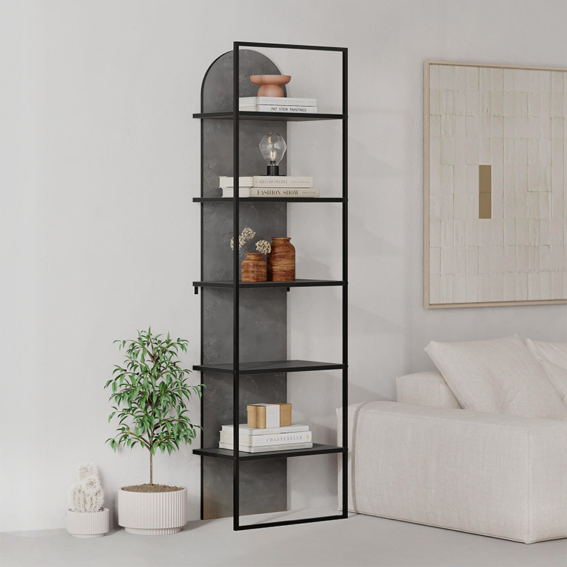 Βιβλιοθήκη Rovena2 Omarket χρώμα γκρι ρετρό 65x31x200εκ. Intrahomextra-8715768