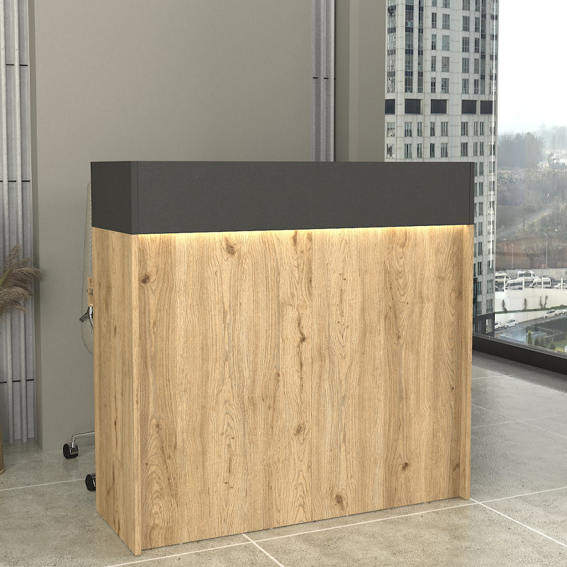 Γραφείο υποδοχής - reception Talvera Omarket με LED χρώμα sepet oak - ανθρακί 110x32x120εκ. Intrahomextra-8725500