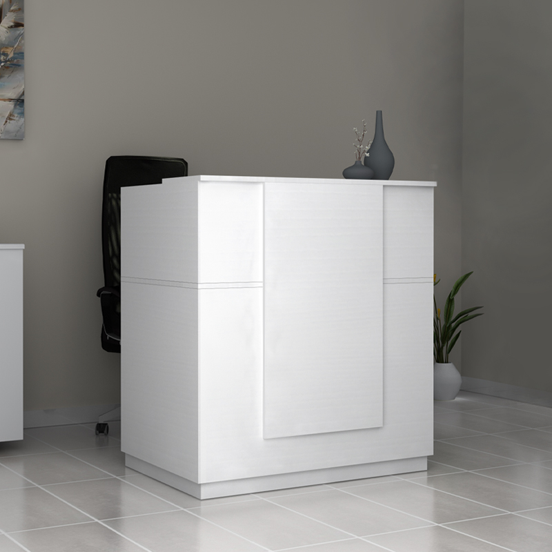 Γραφείο υποδοχής - reception Cavero Omarket χρώμα λευκό 85x70x130εκ. Intrahomextra-8726119