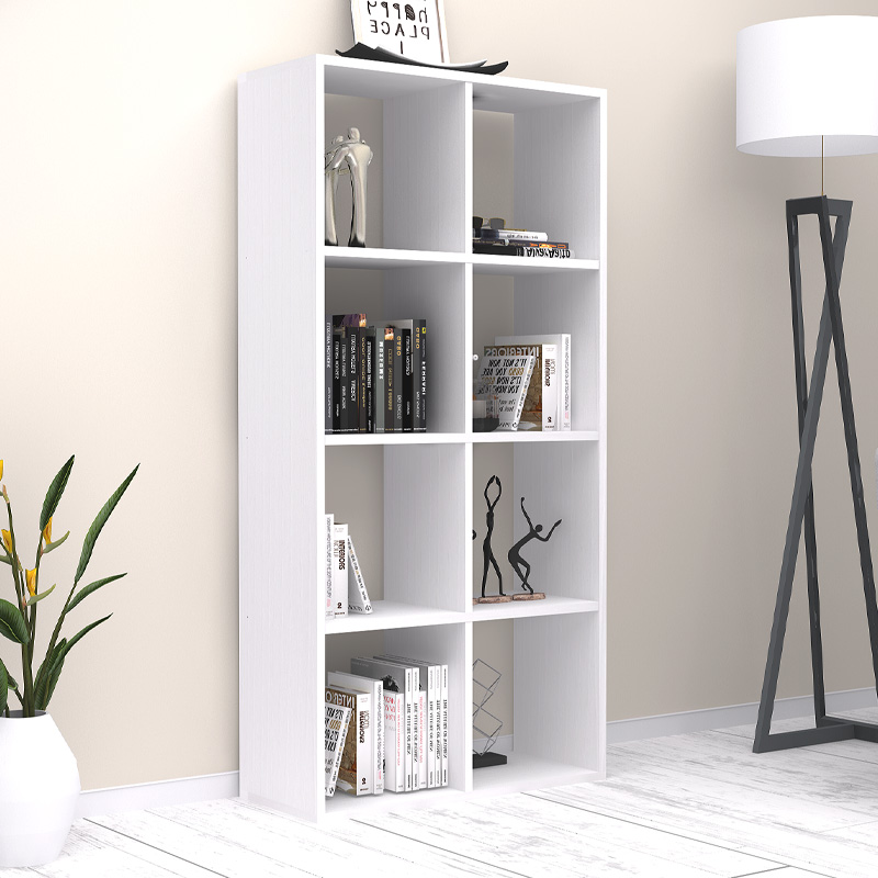 Βιβλιοθήκη Zanvero2 Omarket χρώμα λευκό 75x39x150εκ. Intrahomextra-8716335