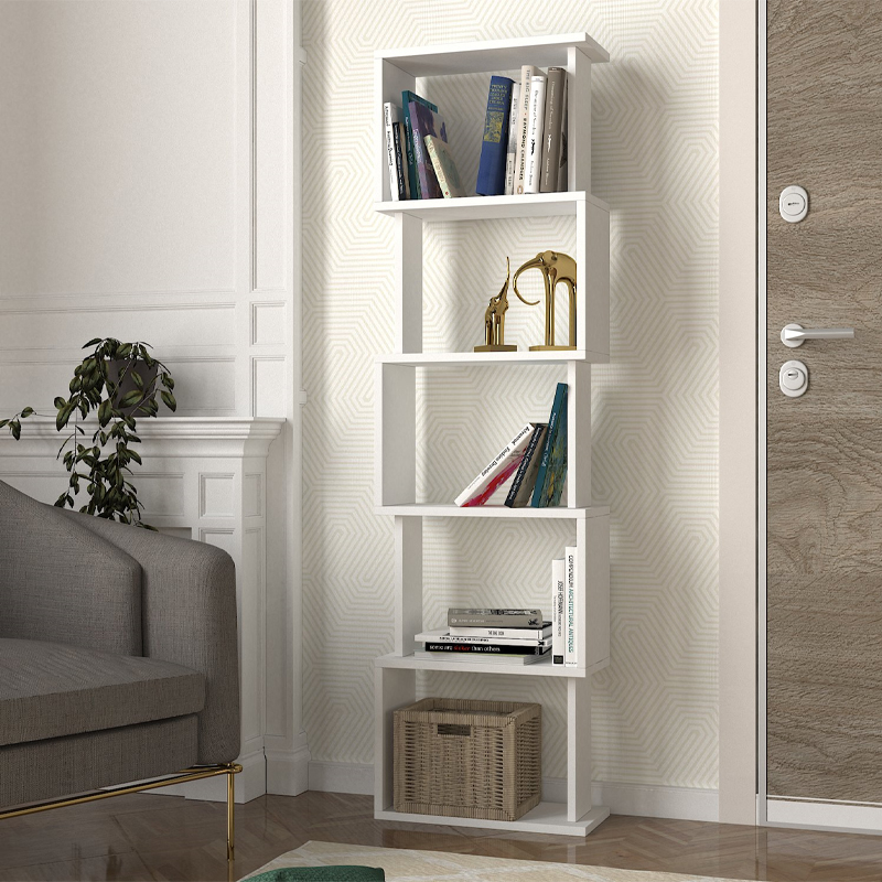 Βιβλιοθήκη Alveron2 Omarket χρώμα λευκό 45x29x160εκ. Intrahomextra-8715669
