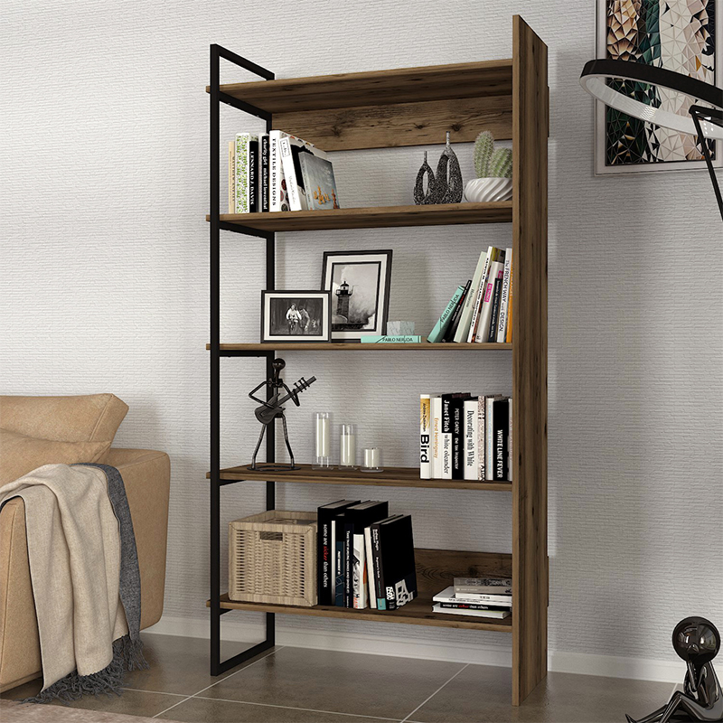 Βιβλιοθήκη Nivaro2 Omarket χρώμα καπνιστή καρυδιά 105x34x200εκ. Intrahomextra-8718807