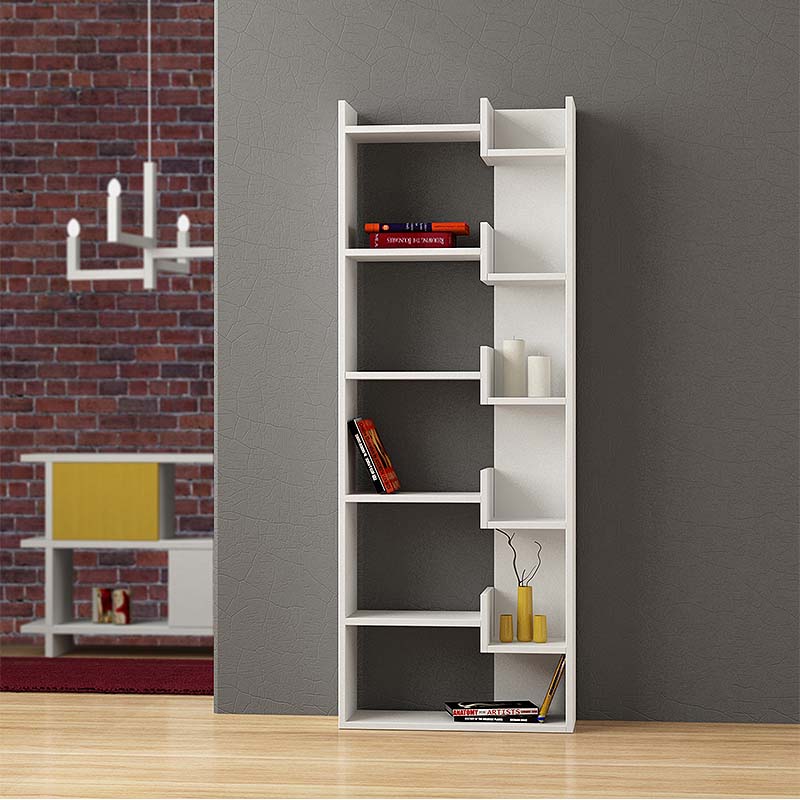 Βιβλιοθήκη Zenaro Omarket χρώμα λευκό 55x32x170εκ. Intrahomextra-8719970