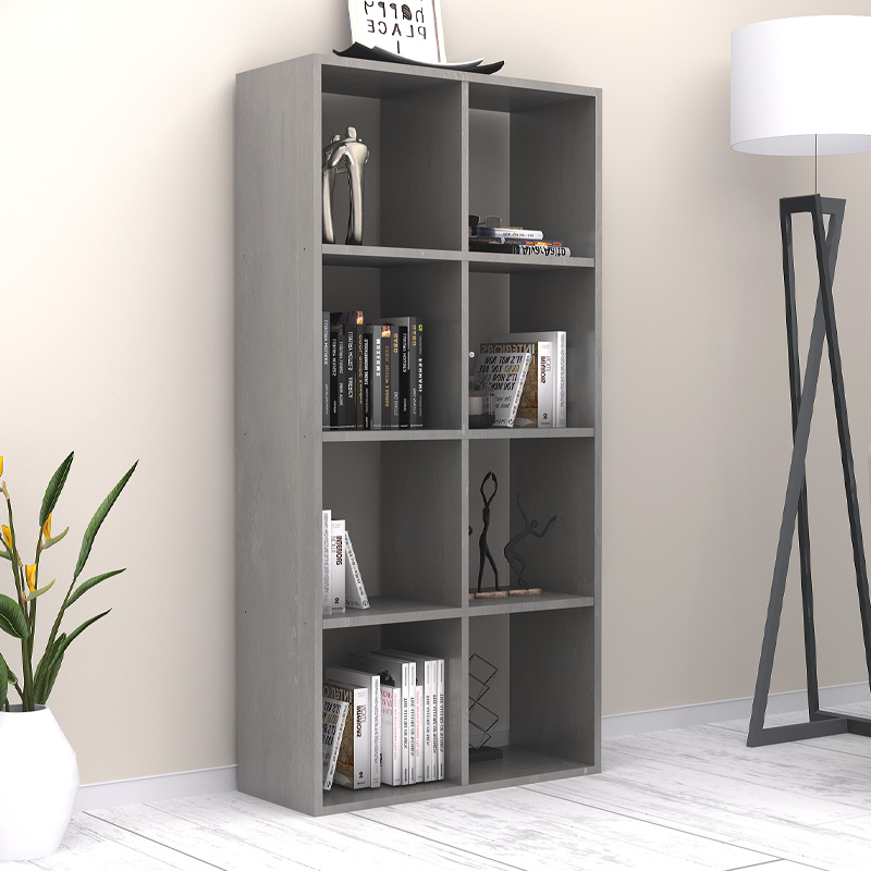 Βιβλιοθήκη Zanvero2 Omarket χρώμα γκρι σκυροδέματος 75x39x150εκ. Intrahomextra-8716511