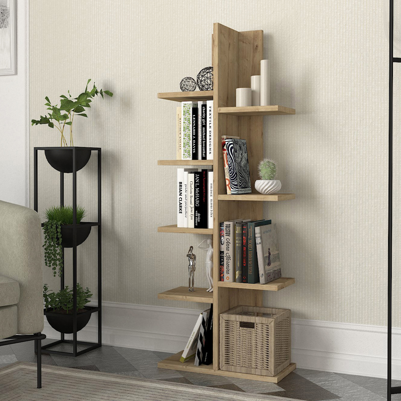 Βιβλιοθήκη Lunaro2 Omarket χρώμα sapphire oak 25x21x135εκ. Intrahomextra-8715189