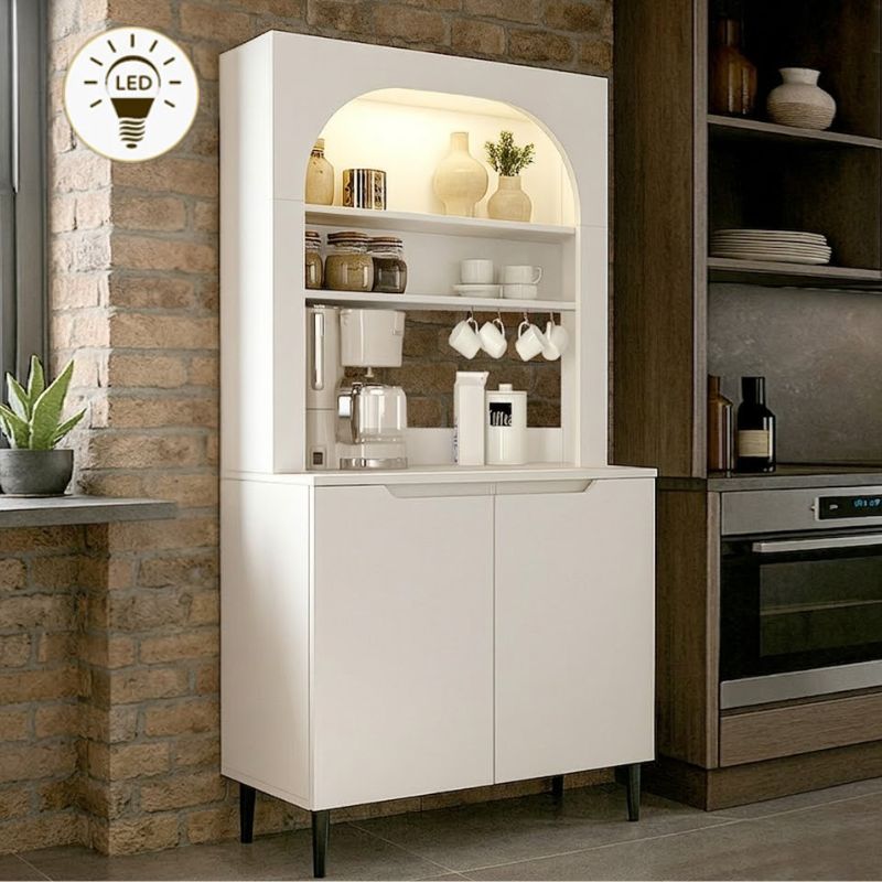 Έπιπλο κουζίνας με LED Marvello3 2 INTRAHOME χρώμα λευκό 90x40x190εκ. Intrahomextra-8709460