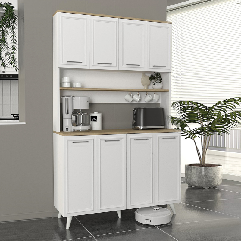 Έπιπλο κουζίνας Selvara3 4 INTRAHOME χρώμα λευκό - rota oak 120x40x205εκ. Intrahomextra-8709889