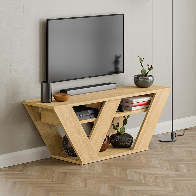 Έπιπλο τηλεόρασης Zanvero4 Omarket χρώμα sapphire oak 85x30x60εκ. Intrahomextra-8698780