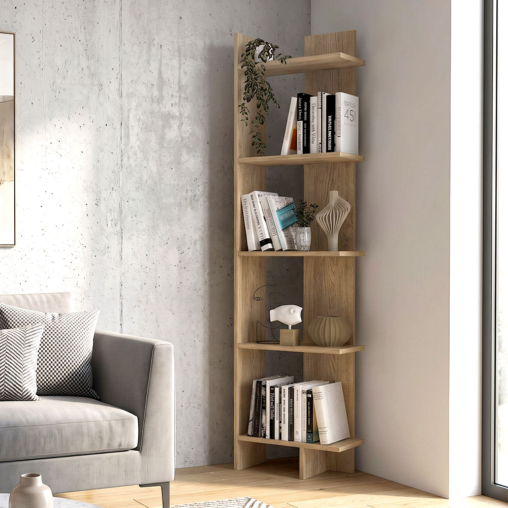 Βιβλιοθήκη Mirella2 Omarket χρώμα sepet oak 30x22x185εκ. Intrahomextra-8714320