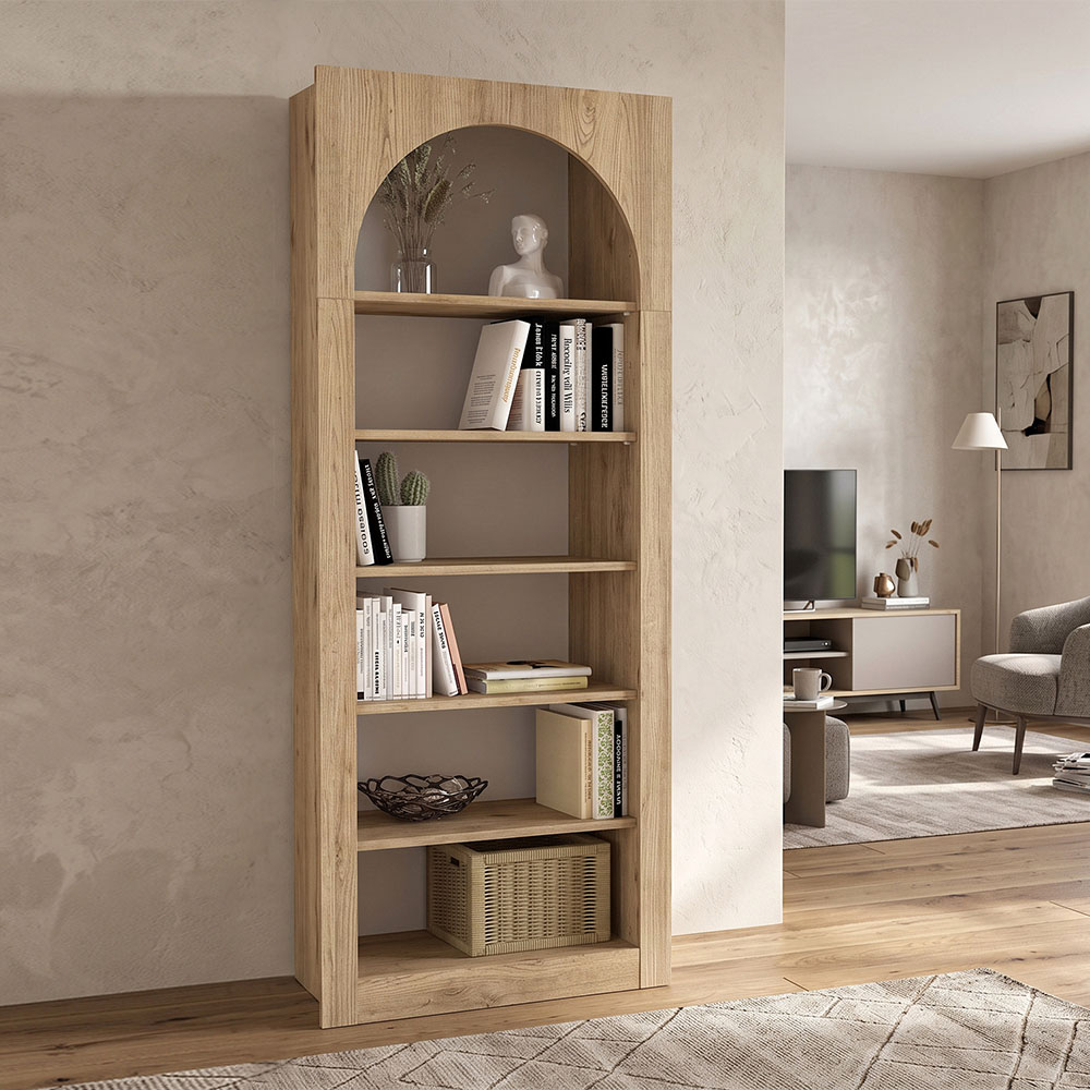 Βιβλιοθήκη Lioren2 Omarket χρώμα sepet oak 75x45x180εκ. Intrahomextra-8713950