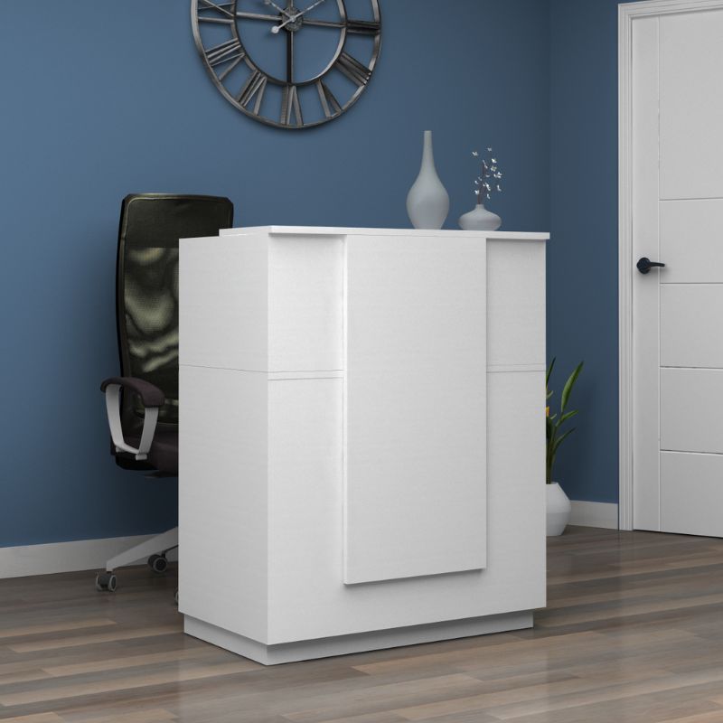 Γραφείο υποδοχής - reception Cavero Omarket χρώμα λευκό 60x50x130εκ. Intrahomextra-8726342