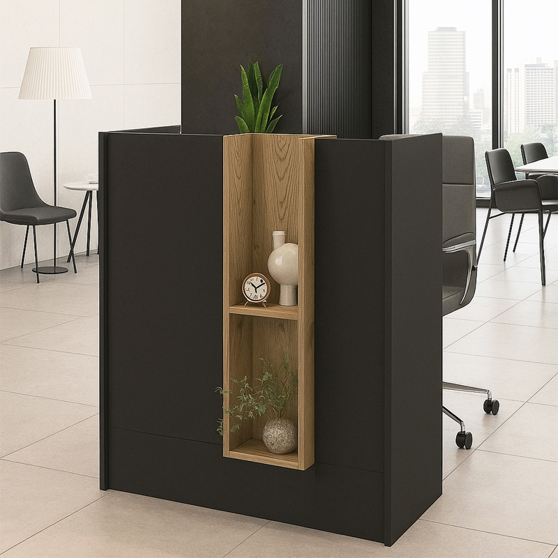 Γραφείο υποδοχής - reception Zorella Omarket χρώμα ανθρακί - sepet oak 95x33x120εκ. Intrahomextra-8725255