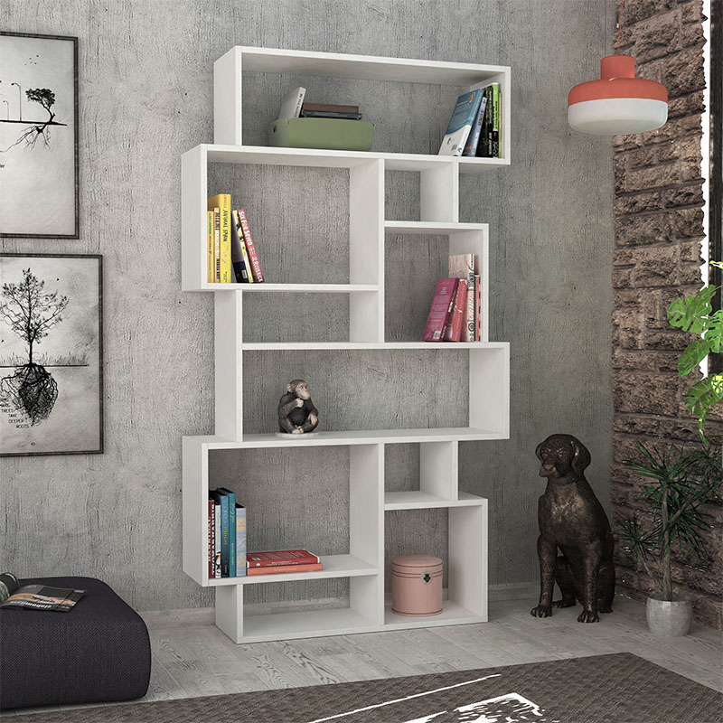 Βιβλιοθήκη Marvello2 Omarket χρώμα λευκό 120x25x175εκ. Intrahomextra-8719429