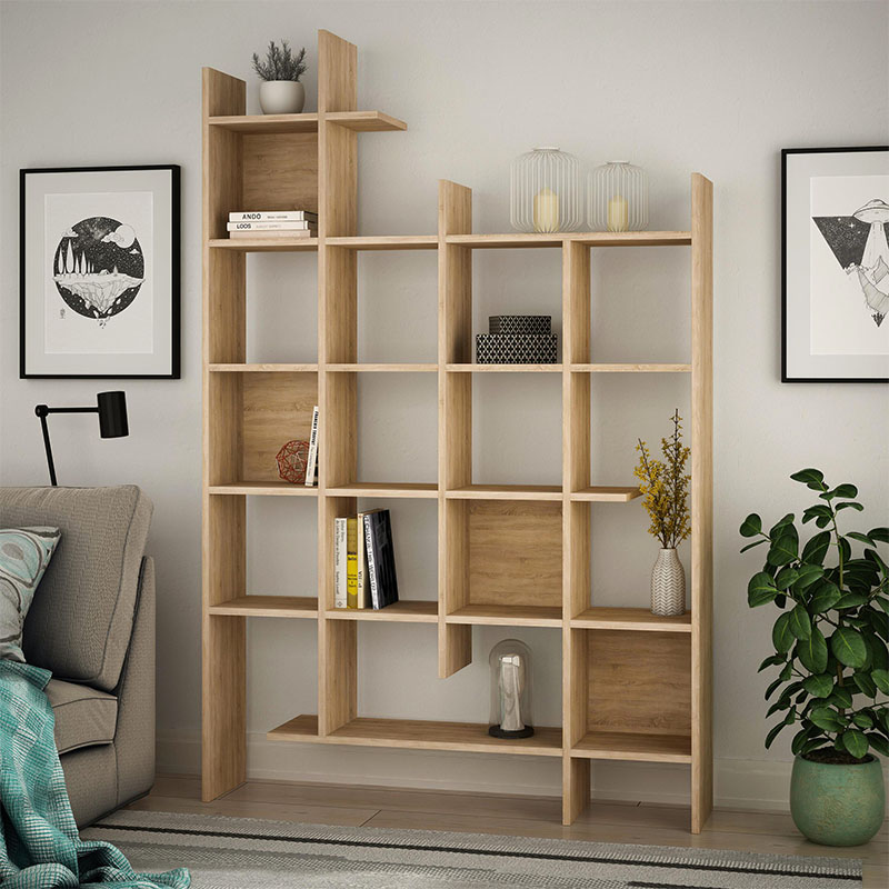 Βιβλιοθήκη Doreon2 Omarket χρώμα sapphire oak 145x25x195εκ. Intrahomextra-8719341