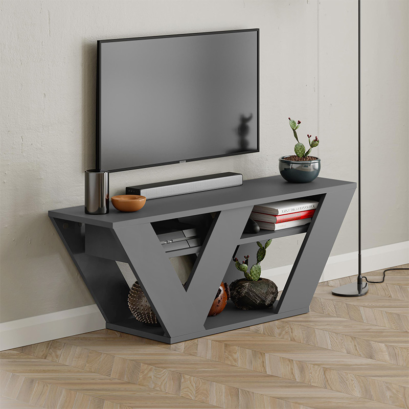 Έπιπλο τηλεόρασης Zanvero4 Omarket χρώμα ανθρακί 75x30x55εκ. Intrahomextra-8698731